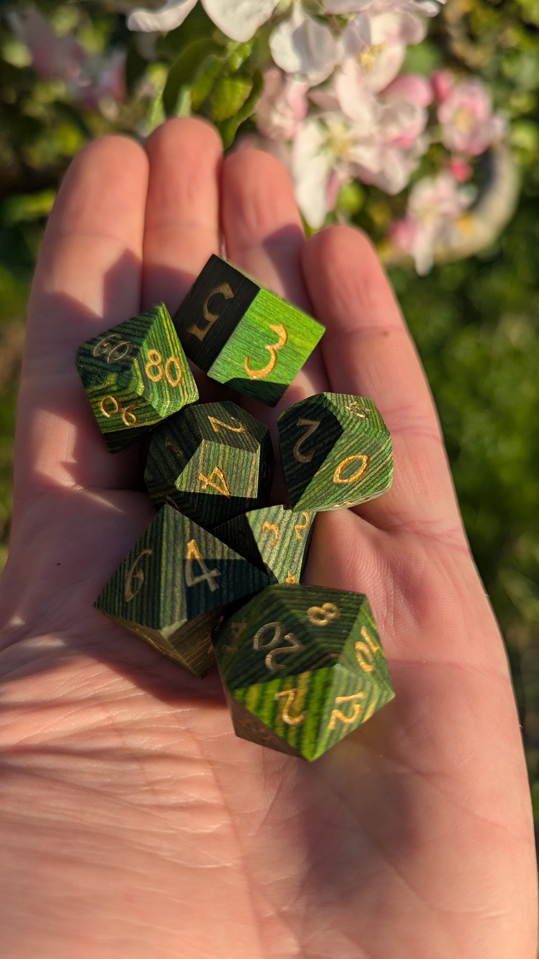 NordicDice Liquid dice Grøn druide træ - rollespilsterninger - 7 stk (Kopi)
