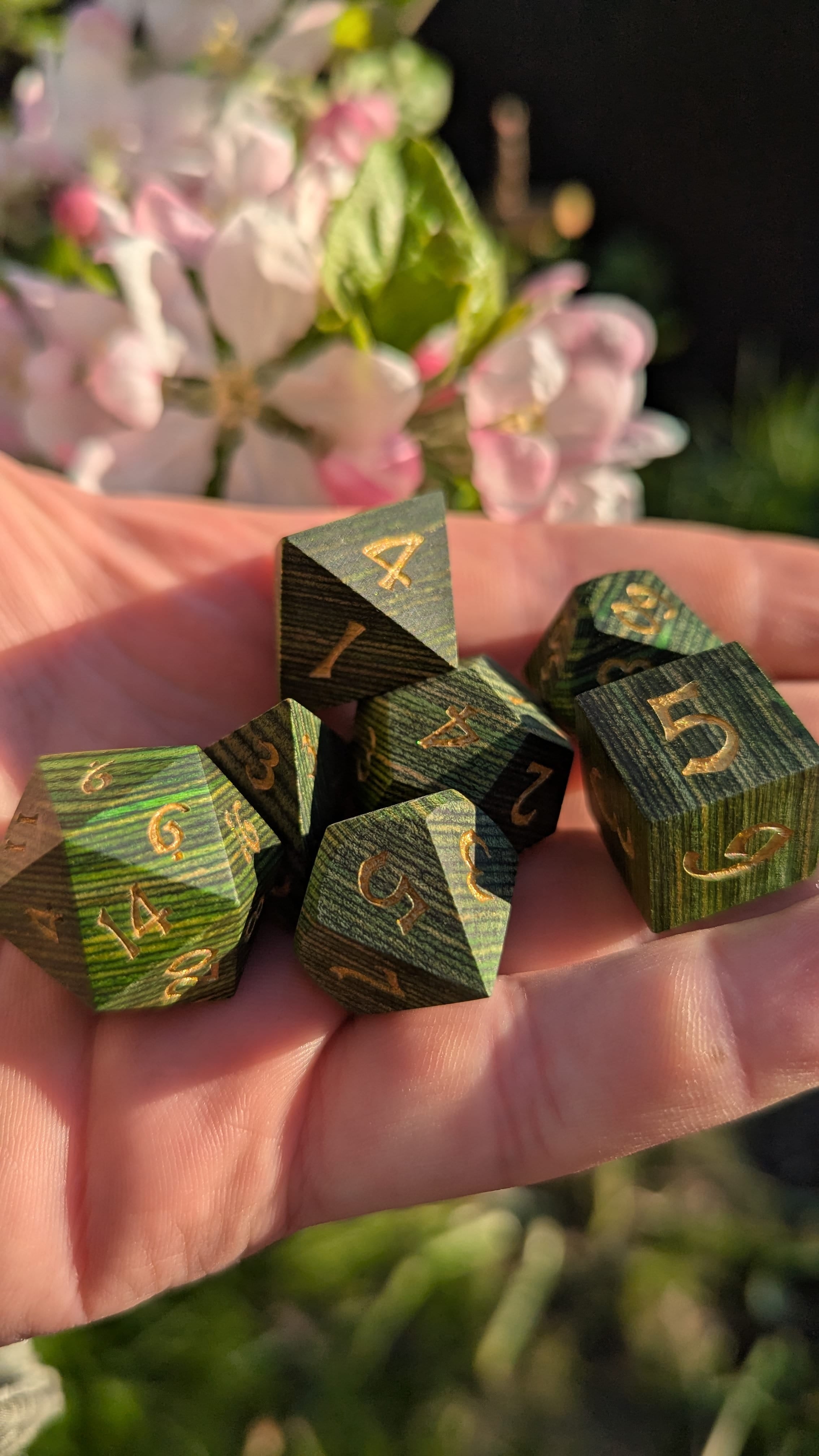 NordicDice Liquid dice Grøn druide træ - rollespilsterninger - 7 stk (Kopi)