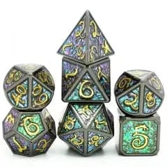 NordicDice Metal terninger Black Dragon protector rollespilsterningesæt