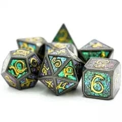 NordicDice Metal terninger Black Dragon protector rollespilsterningesæt