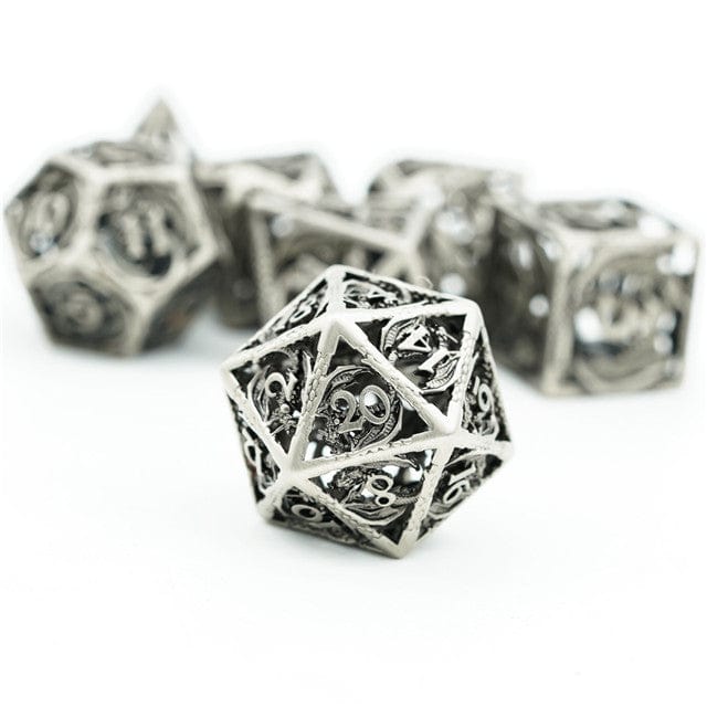 NordicDice Metal terninger Hul Drage Dice Lavet af Metal - 7 stk rollespilsterninger