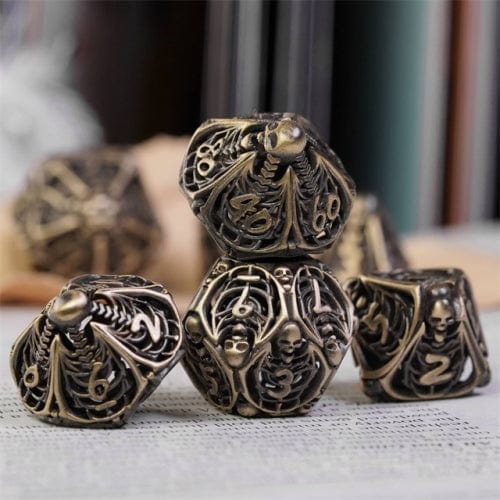 NordicDice Metal terninger Hul knogle dice lavet af metal - 7 stk rollespilsterninger