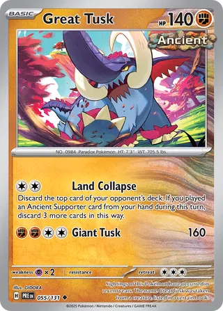 NordicDice Pkm Singles Great Tusk - Prismatic Evolutions Pokemon Card English