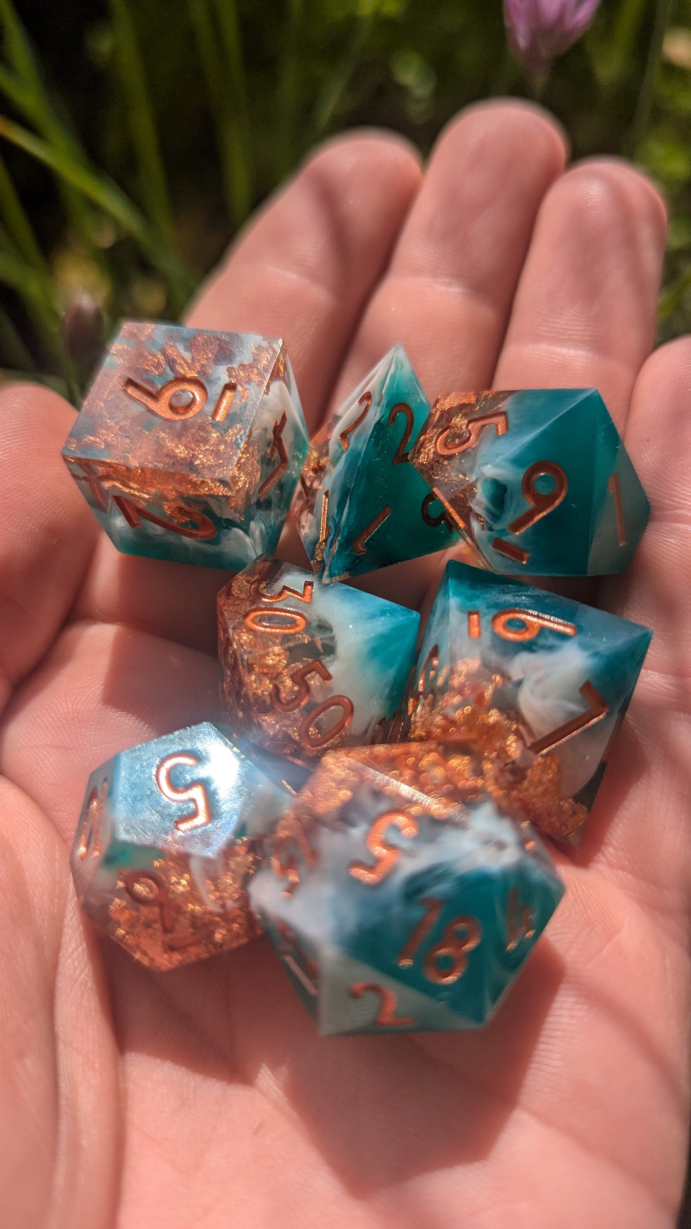 NordicDice Sharp Dice Golden layer water genasi - sharp dice rollespilsterninger