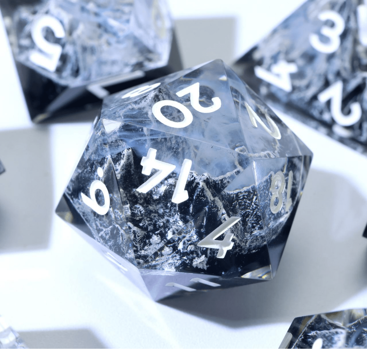 NordicDice Sharp Dice White mountain - rollespilsterninger d&d